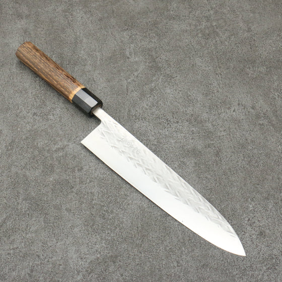 Tadafusa SLD Hammered Gyuto  240mm Burnt Walnut Handle - Seisuke Knife