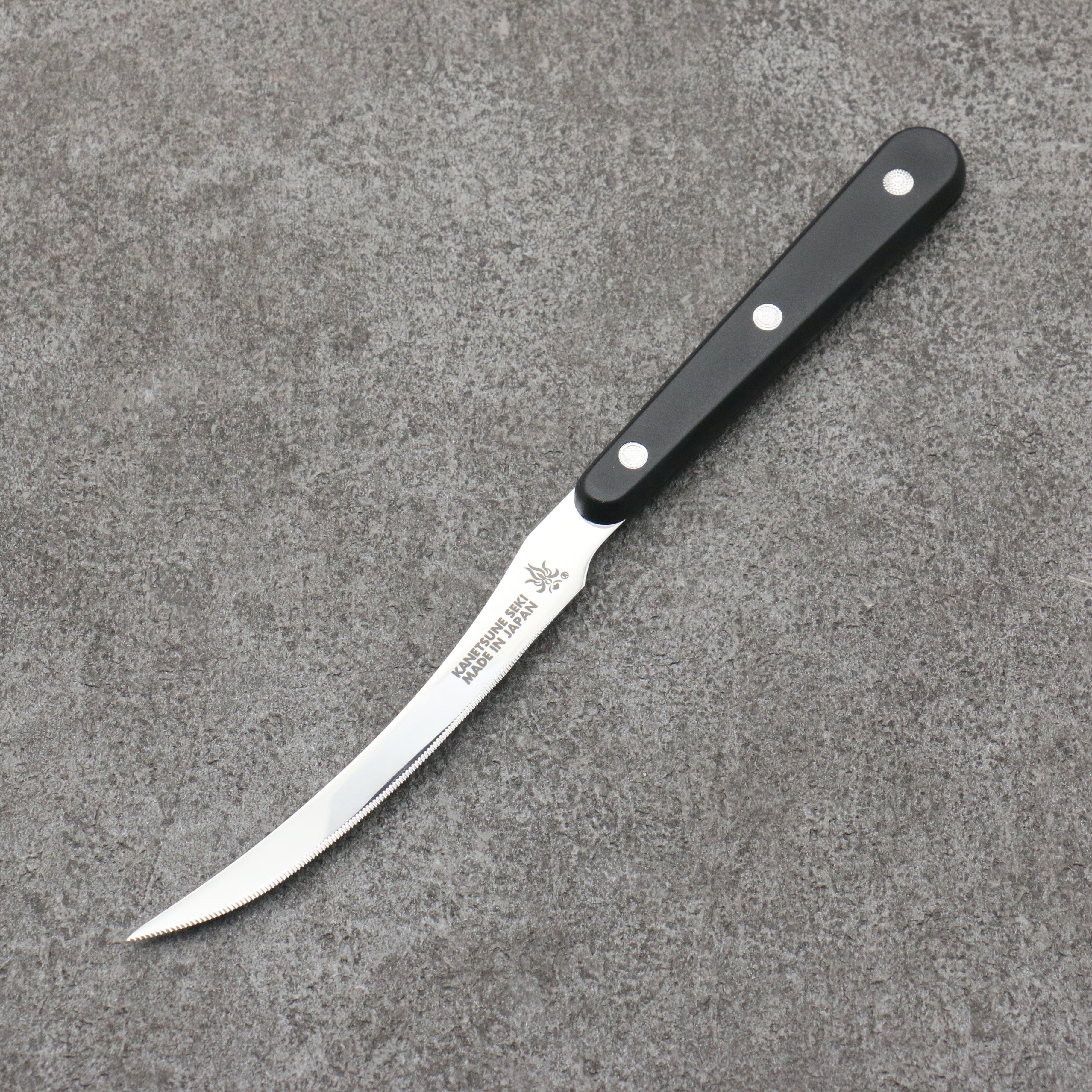 Kanetsune Stainless Steel Tomato Slicer  110mm Black Plastic Handle - Seisuke Knife