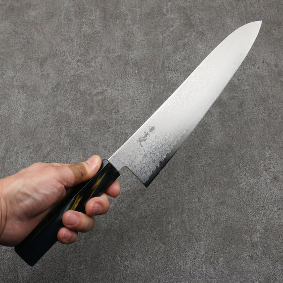 Kanjyo VG10 Damascus Gyuto  240mm Dark Blue and Gold Lacquered Handle - Seisuke Knife