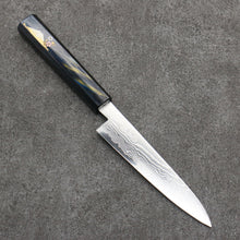  Kajin Cobalt Special Steel Damascus Petty-Utility  135mm Dark Blue and Gold with Fuji Lacquered Handle - Seisuke Knife