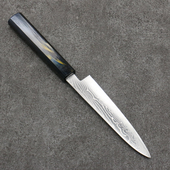 Kajin Cobalt Special Steel Damascus Petty-Utility  135mm Dark Blue and Gold with Fuji Lacquered Handle - Seisuke Knife