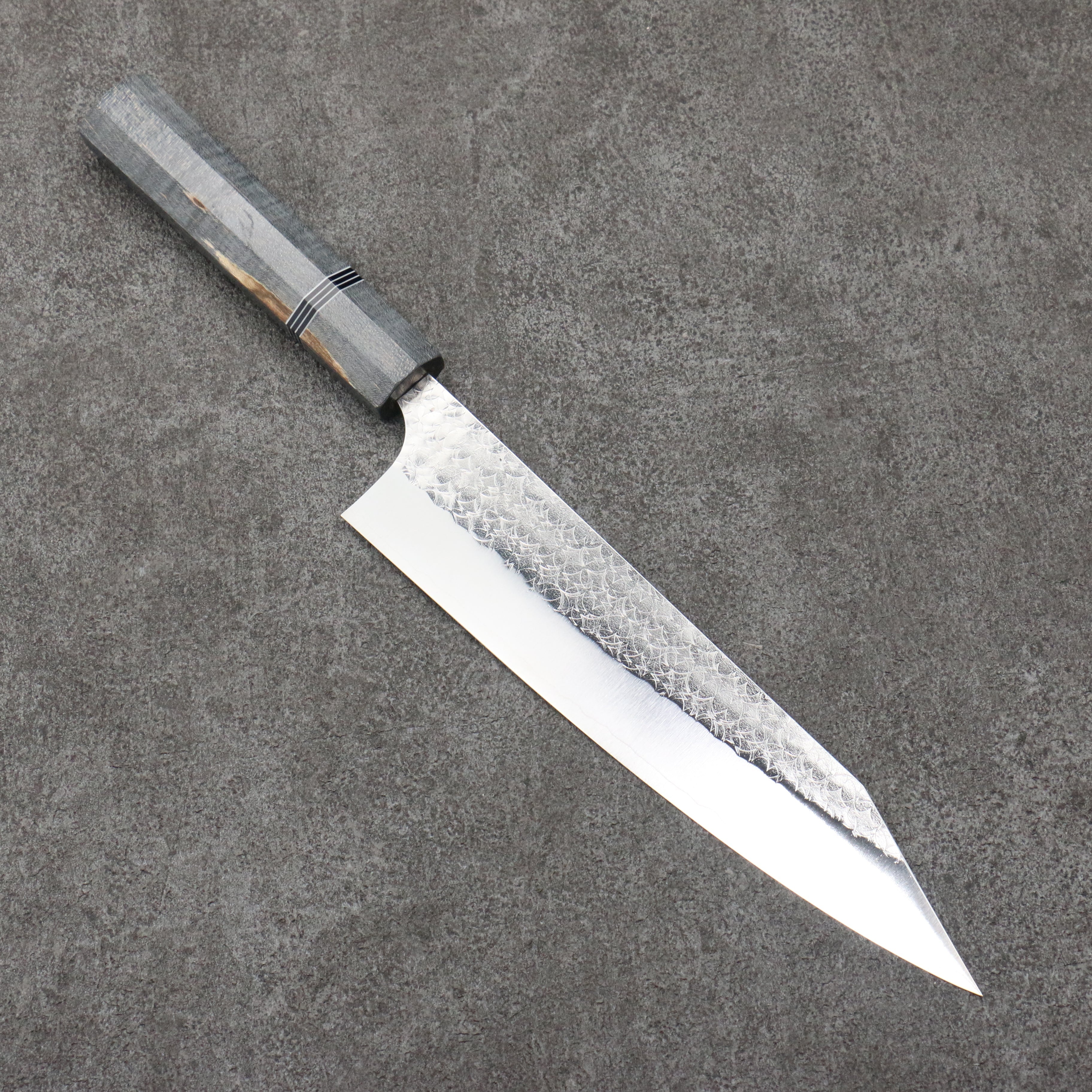 Yoshimi Kato Minamo SG2 Hammered Kiritsuke Gyuto  210mm Stabilized wood Handle - Seisuke Knife