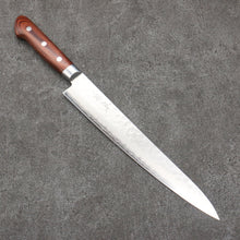  Seisuke Swedish Steel-stn Hammered Sujihiki  240mm Mahogany Handle - Seisuke Knife