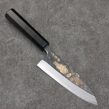  Sakai Takayuki Gold Filled Engraving by Kubota Maiko and Sakura White Steel No.2 Black Finished Deba  150mm Ebony Wood Handle - Seisuke Knife