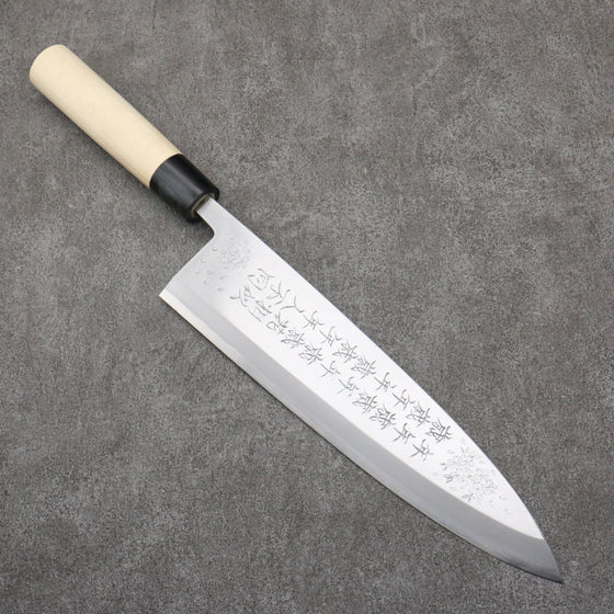 Sakai Takayuki Engraving by Kubota Nennensaisai White Steel No.2 Deba  300mm Magnolia Handle - Seisuke Knife