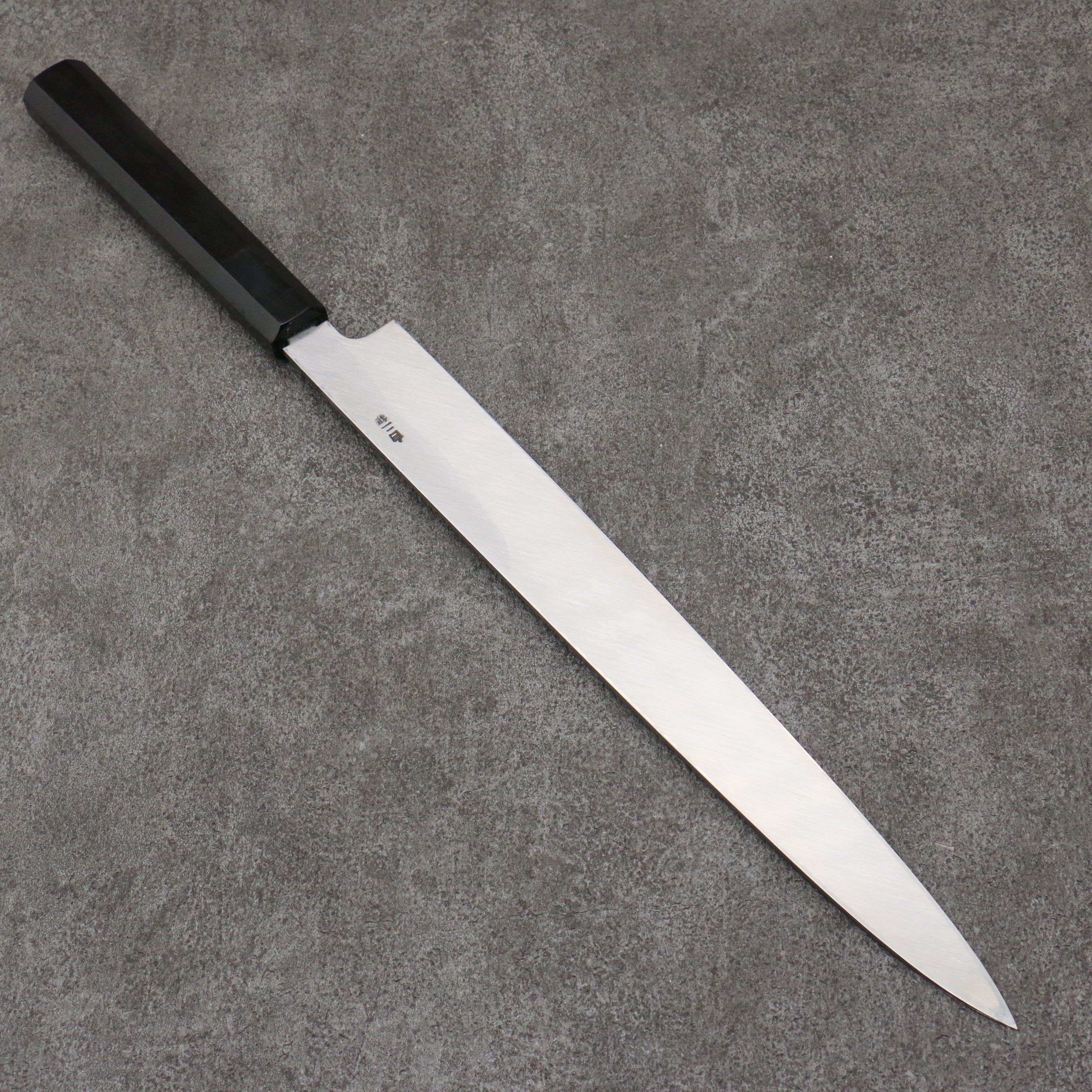 Sakai Takayuki Gold Filled Engraving by Kubota Kinryu White Steel No.2 Black Finished Yanagiba  300mm Ebony Wood Handle - Seisuke Knife