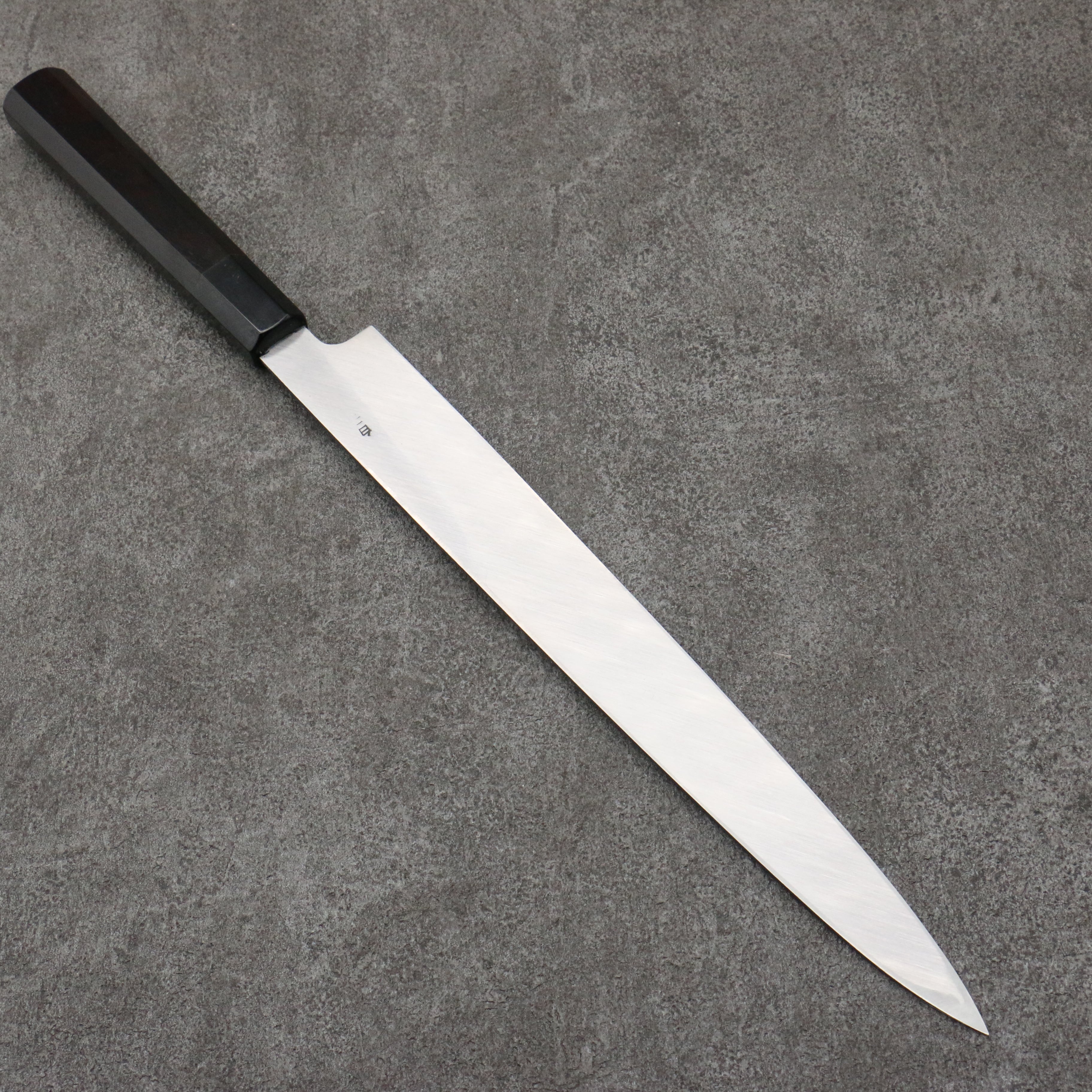 Sakai Takayuki Gold Filled Engraving by Kubota Tenryu White Steel No.2 Black Finished Yanagiba  300mm Ebony Wood Handle - Seisuke Knife