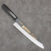 Sakai Takayuki Gold Filled Engraving by Kubota Gojunotou White Steel No.2 Black Finished Gyuto  240mm Ebony Wood Handle - Seisuke Knife - Slide 1