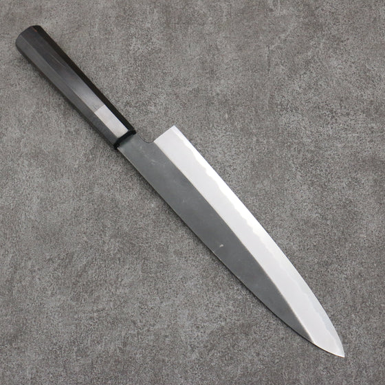 Sakai Takayuki Gold Filled Engraving by Kubota Gojunotou White Steel No.2 Black Finished Gyuto  240mm Ebony Wood Handle - Seisuke Knife