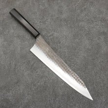  Yu Kurosaki Senko Ei Blue Super Hammered Black Finished Gyuto  240mm Ebony Wood Handle - Seisuke Knife