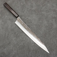  Yu Kurosaki Senko Ei Blue Super Hammered Black Finished Sujihiki  270mm Ebony Wood Handle - Seisuke Knife