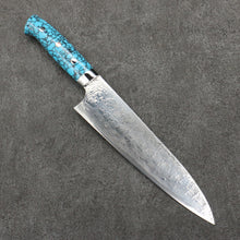  Takeshi Saji SG2 Diamond Finish Damascus Gyuto  210mm Blue Turquoise Handle - Seisuke Knife