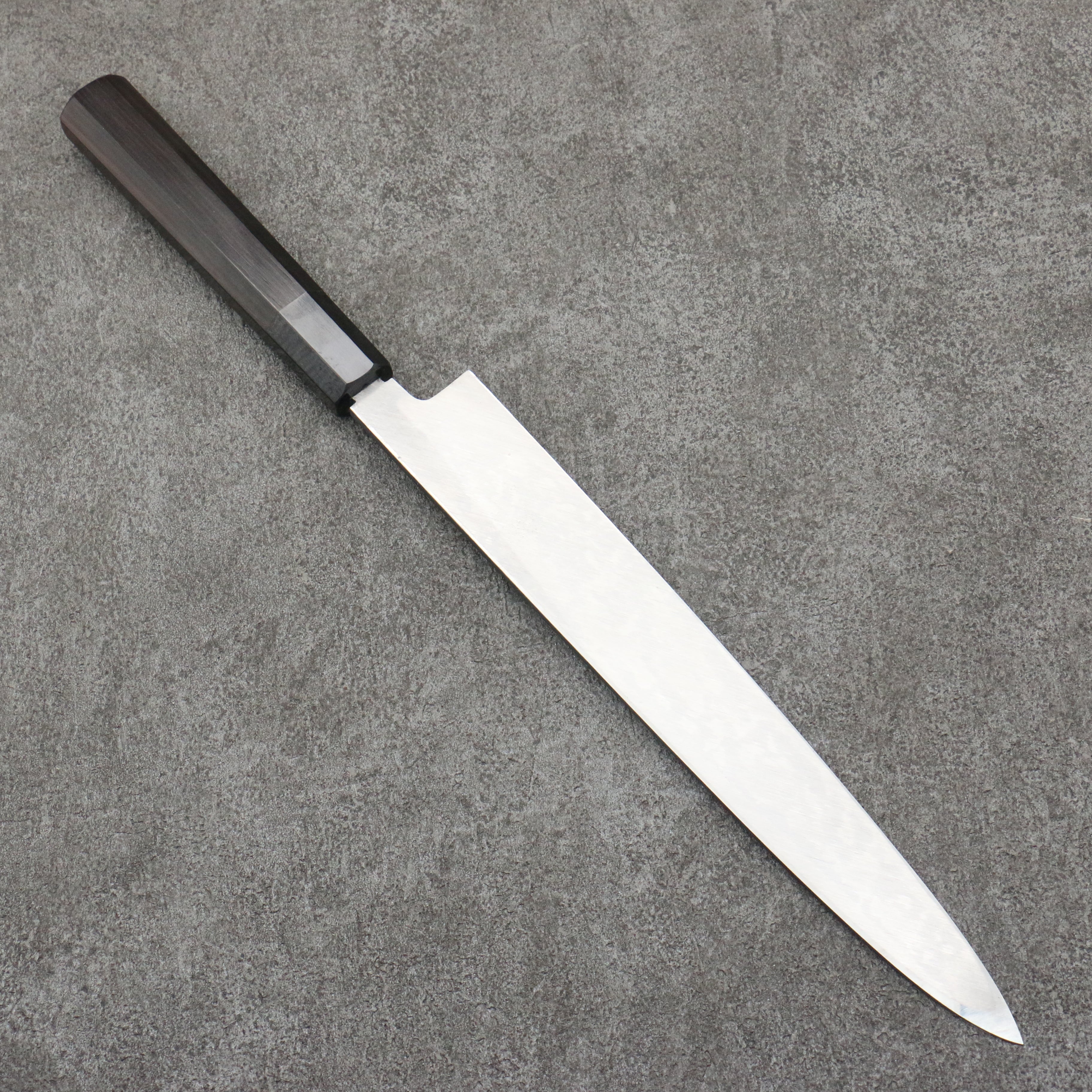 Sakai Takayuki Gold Filled Engraving by Kubota Sakura White Steel No.2 Black Finished Yanagiba  240mm Ebony Wood Handle - Seisuke Knife