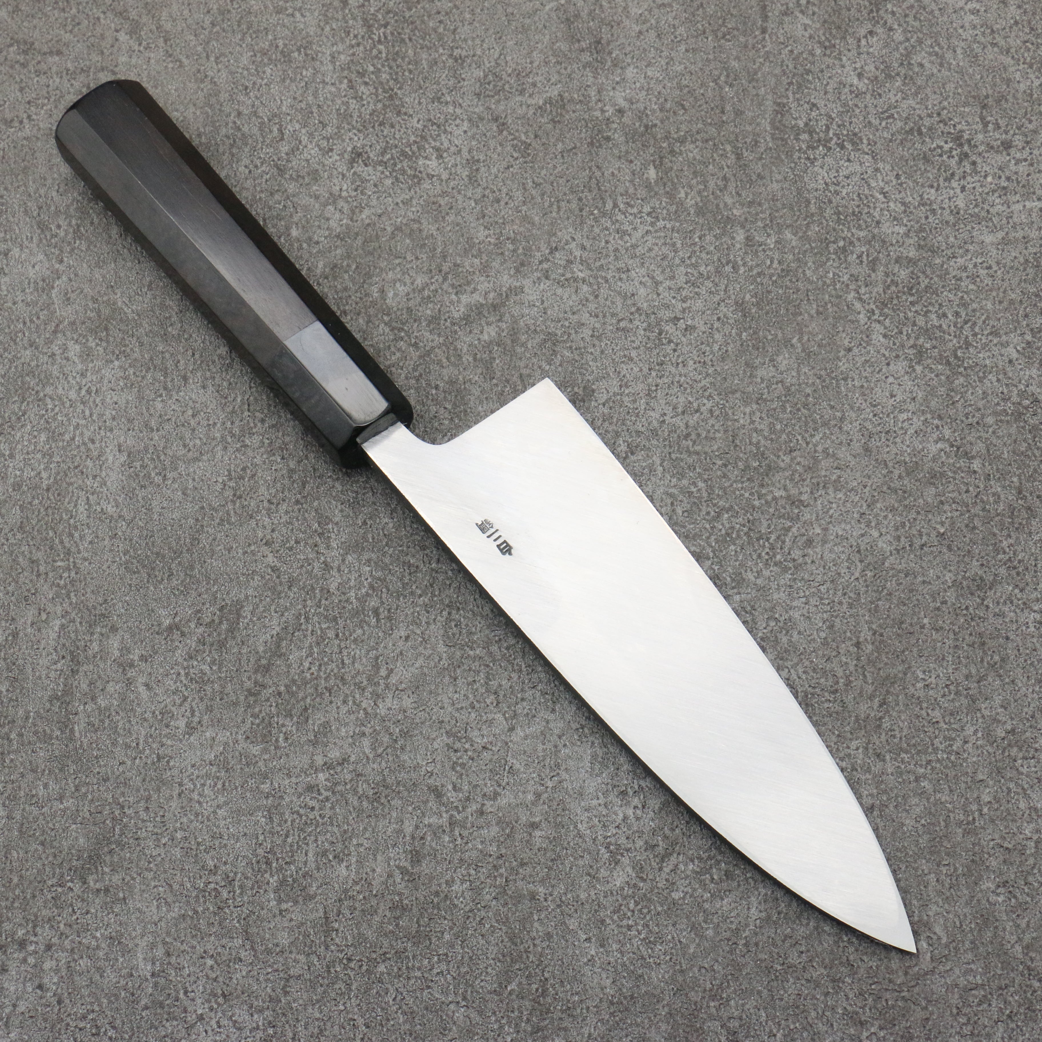 Sakai Takayuki Gold Filled Engraving by Kubota Ittoryumon White Steel No.2 Black Finished Deba  180mm Ebony Wood Handle - Seisuke Knife