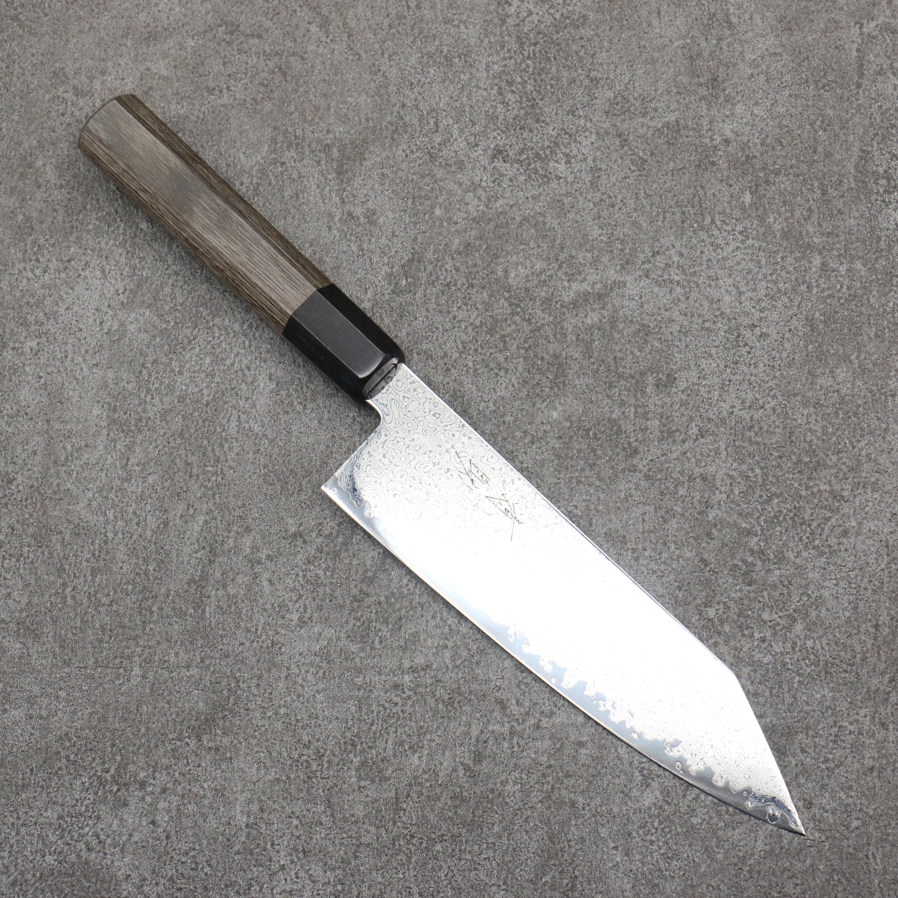 Seisuke VG10 Black Damascus Mirrored Finish Kiritsuke Santoku  180mm Gray Pakka wood Handle - Seisuke Knife