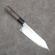  Seisuke VG10 Black Damascus Mirrored Finish Kiritsuke Santoku  180mm Gray Pakka wood Handle - Seisuke Knife