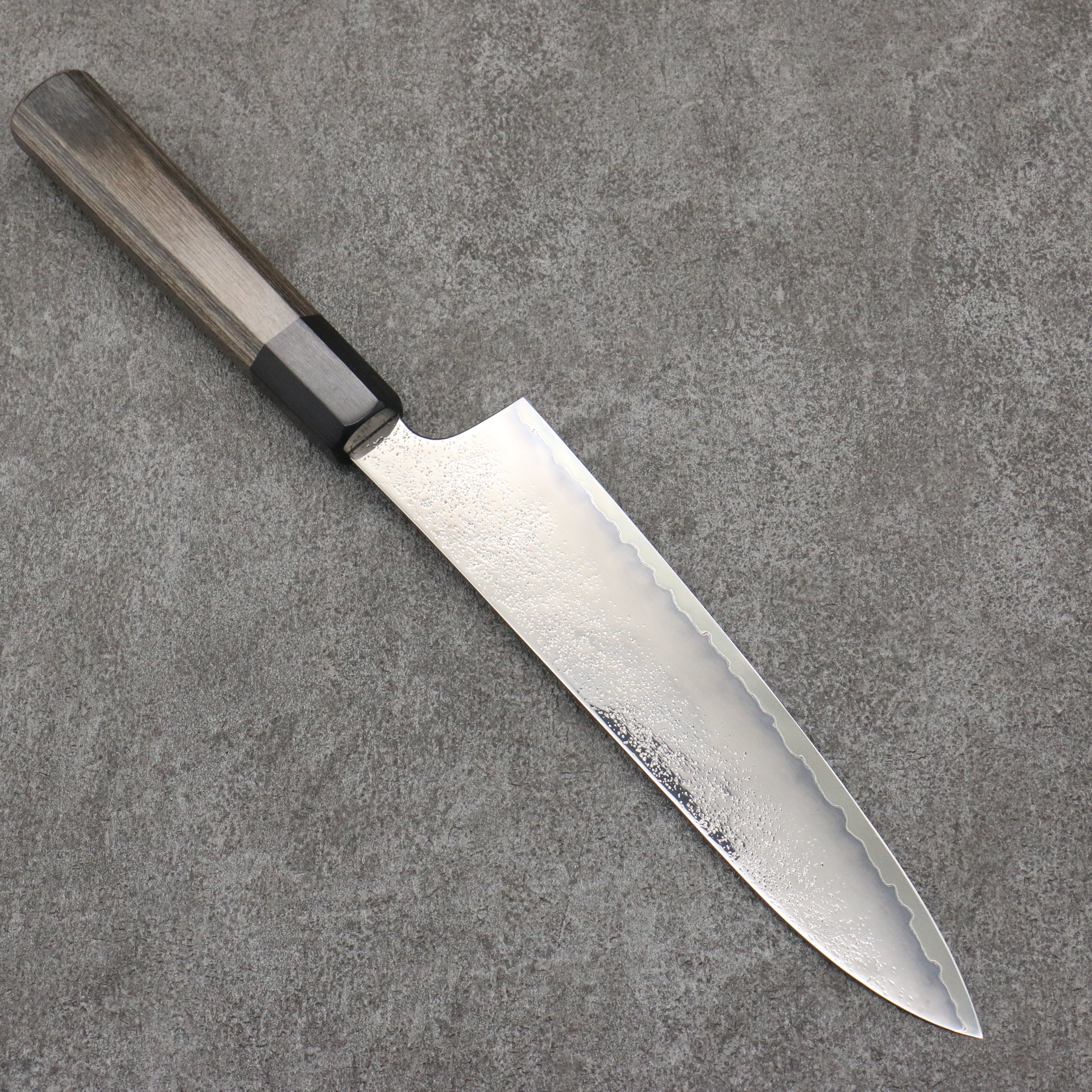 Seisuke VG5 Black Nashiji Mirrored Finish Gyuto  210mm Gray Pakka wood Handle - Seisuke Knife