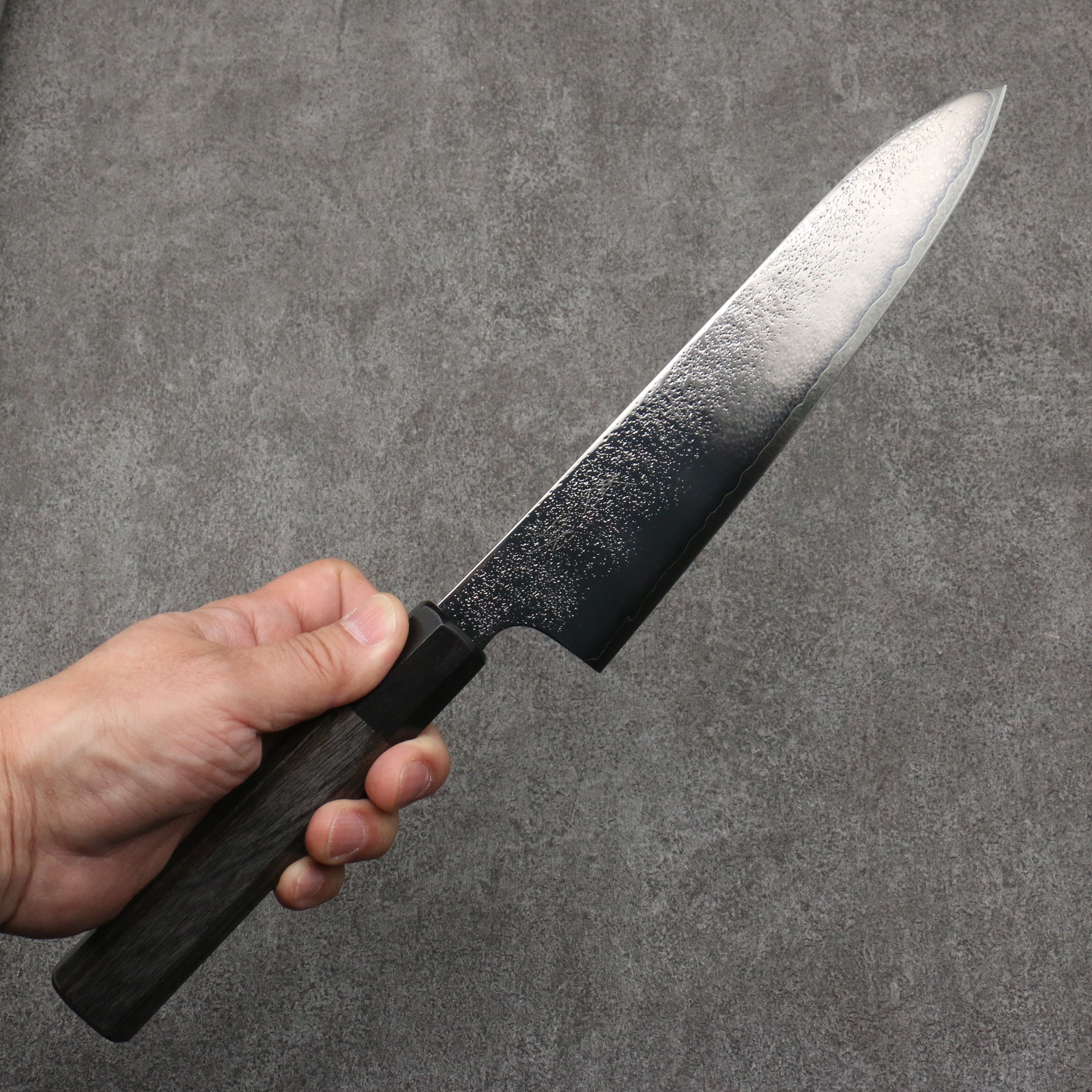 Seisuke VG5 Black Nashiji Mirrored Finish Gyuto  210mm Gray Pakka wood Handle - Seisuke Knife