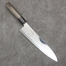  Seisuke VG10 Black Damascus Mirrored Finish Gyuto  210mm Gray Pakka wood Handle - Seisuke Knife