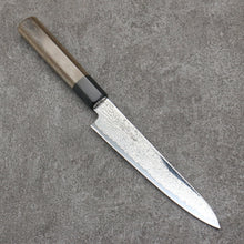  Seisuke VG10 Black Damascus Mirrored Finish Petty-Utility  150mm Gray Pakka wood Handle - Seisuke Knife