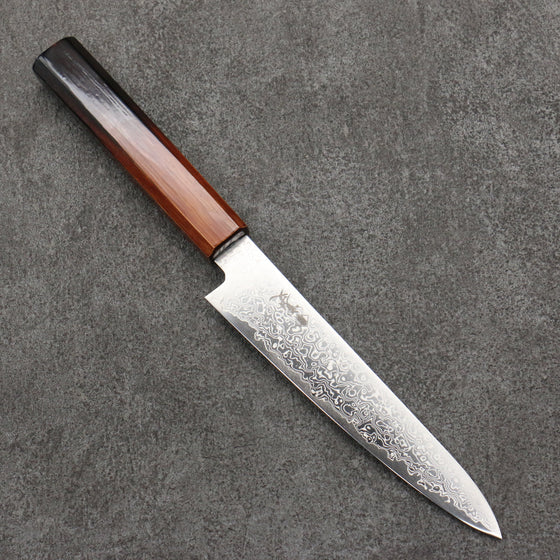 Kanjyo SG2 Damascus Petty-Utility  150mm Burnt Wood Lacquered Handle - Seisuke Knife