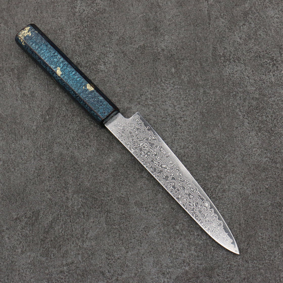 Kanjyo SG2 Damascus Petty-Utility  150mm Blue Lacquered Handle - Seisuke Knife