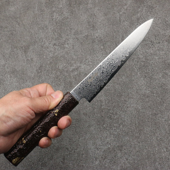 Kanjyo SG2 Damascus Petty-Utility  150mm Purple Lacquered  Handle - Seisuke Knife