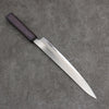 Seisuke White Steel No.1 Migaki Polish Finish Sujihiki  240mm Oak with Purple Lacquer Handle - Seisuke Knife