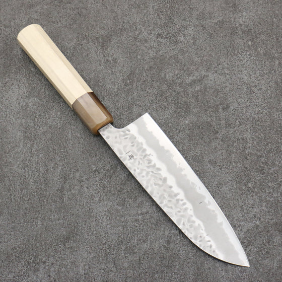 Seisuke Kumo White Steel No.1 Hammered Santoku  165mm Magnolia Handle - Seisuke Knife