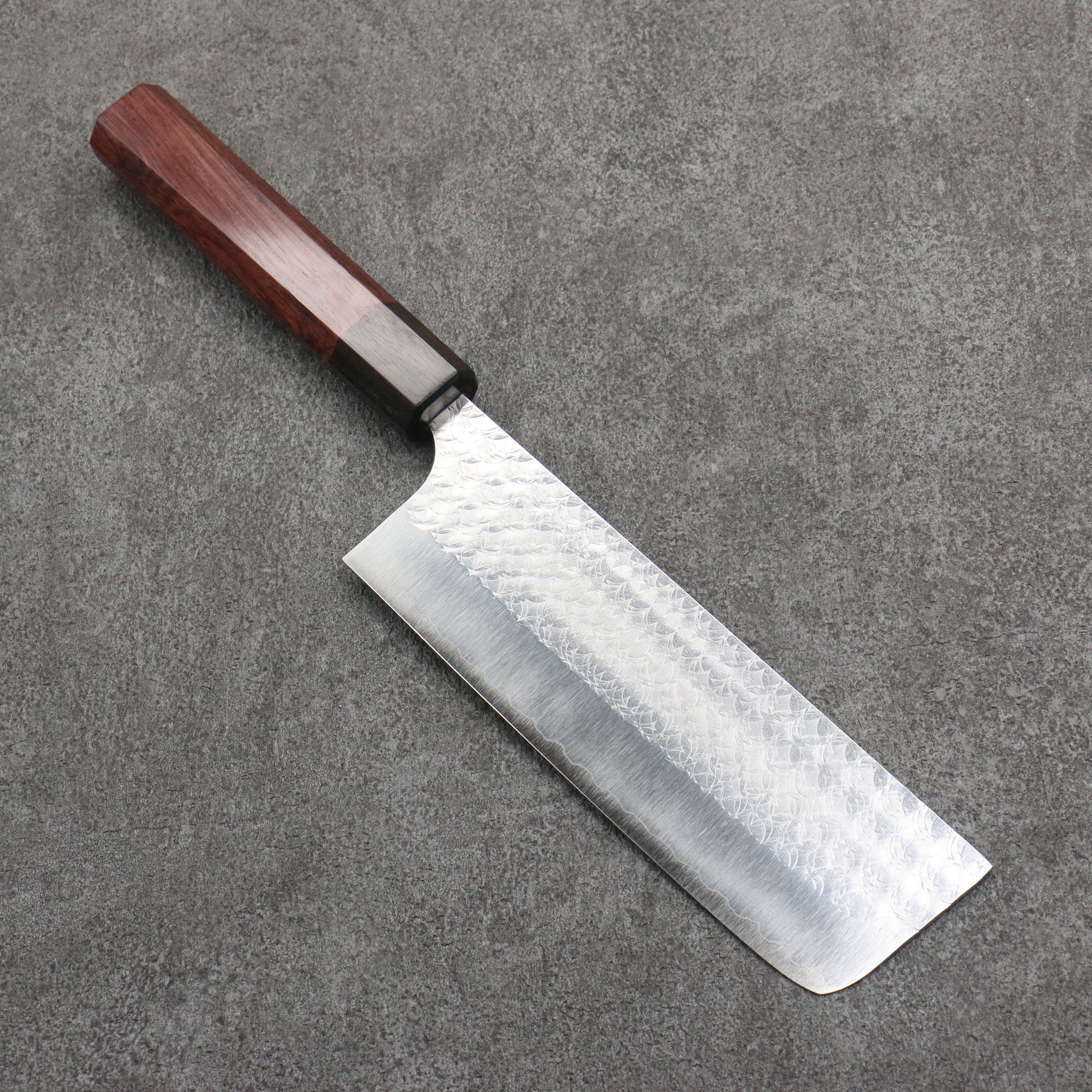 Yoshimi Kato Minamo SG2 Hammered Nakiri  165mm Rosewood (Ferrule: Ebony) Handle - Seisuke Knife