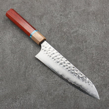  Yoshimi Kato Silver Steel No.3 Hammered(Maru) Migaki Finished Gyuto  180mm Padoauk(Turquoise Ring) Handle - Seisuke Knife