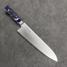  Seisuke VG5 Migaki Finished Gyuto  210mm Purple Marbled Resin Handle - Seisuke Knife