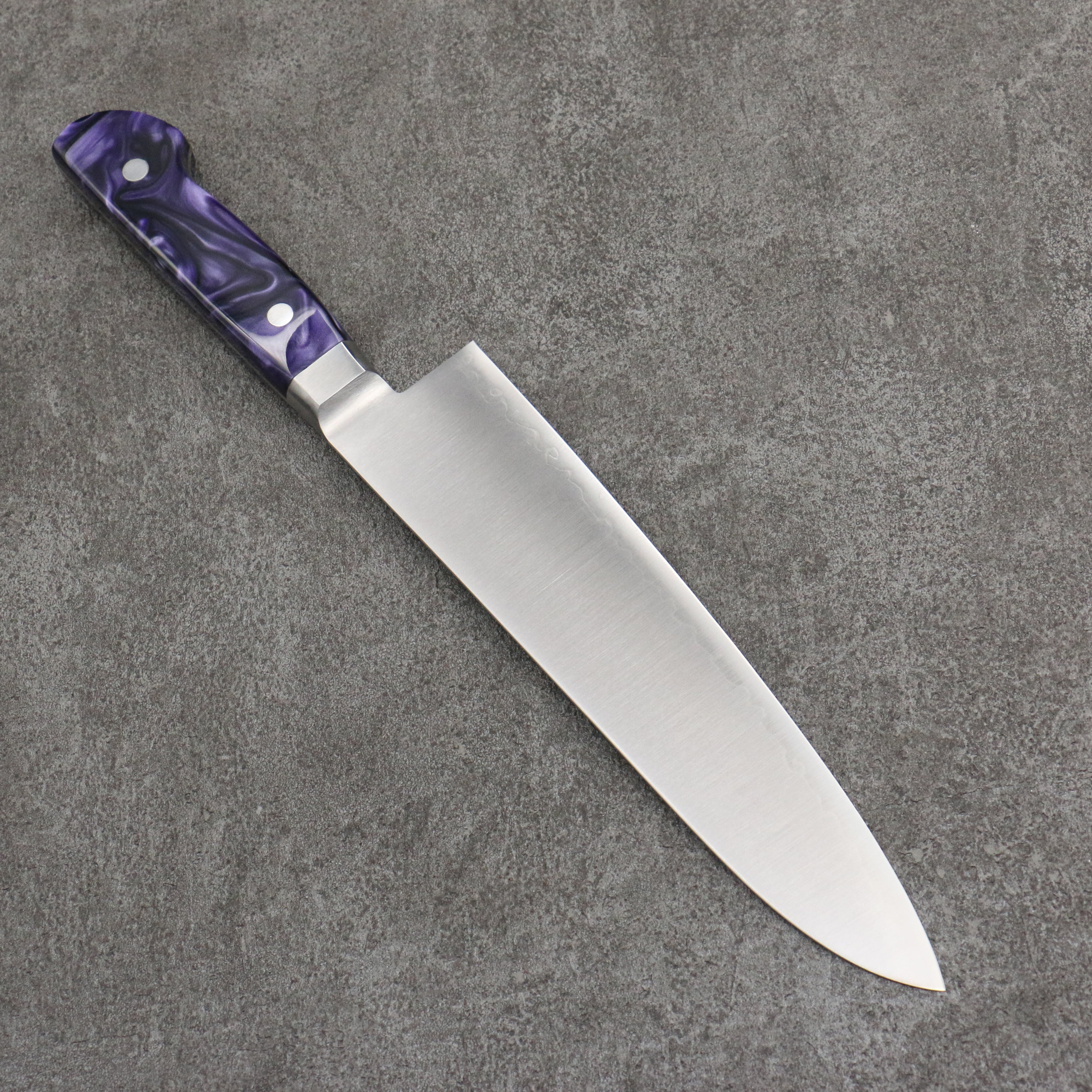 Seisuke VG5 Migaki Finished Gyuto  210mm Purple Marbled Resin Handle - Seisuke Knife