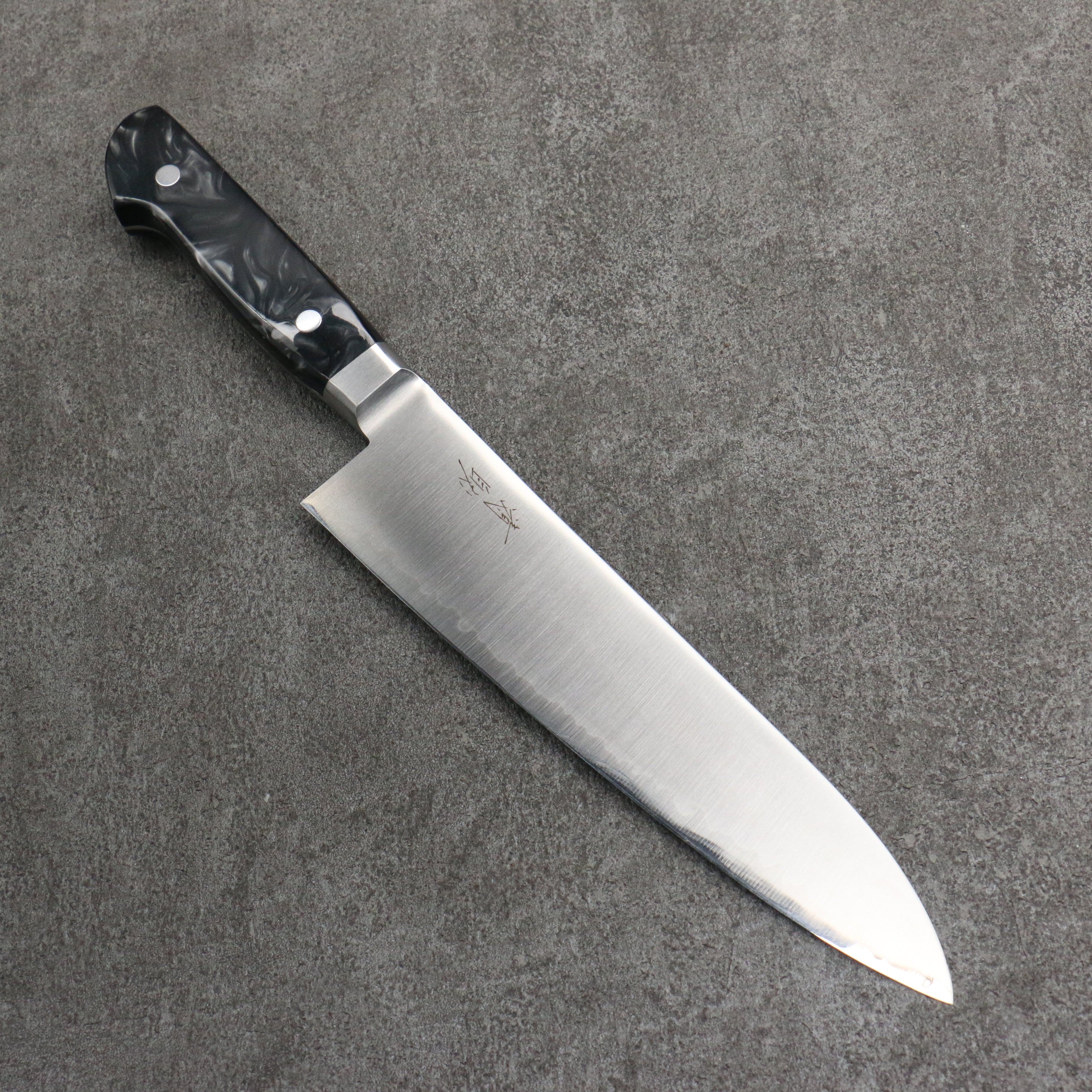 Seisuke VG5 Migaki Finished Gyuto  210mm Black Marbled Resin Handle - Seisuke Knife