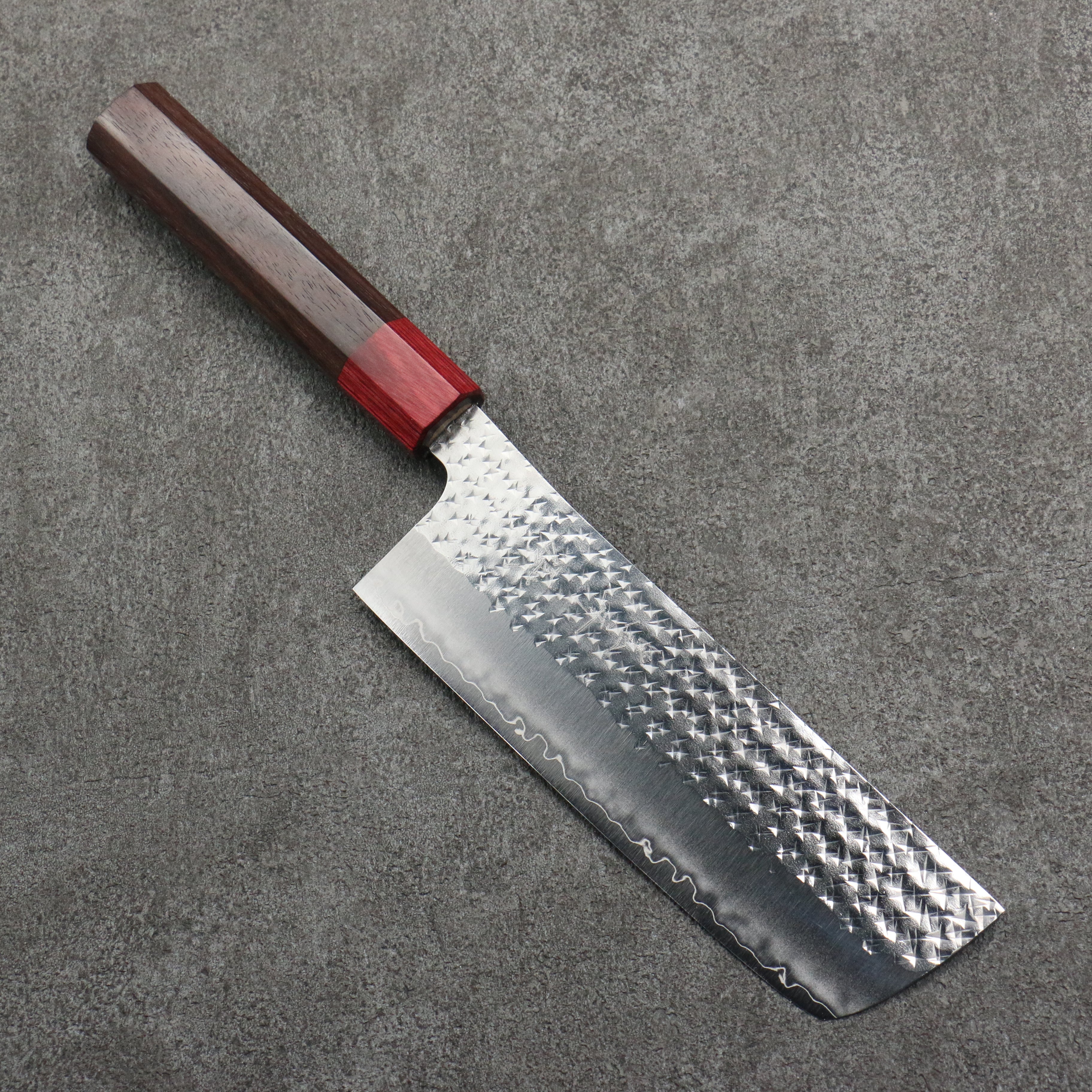 Yu Kurosaki Senko Ei SG2 Hammered Nakiri  165mm Rosewood (ferrule: Red Pakka wood) Handle - Seisuke Knife