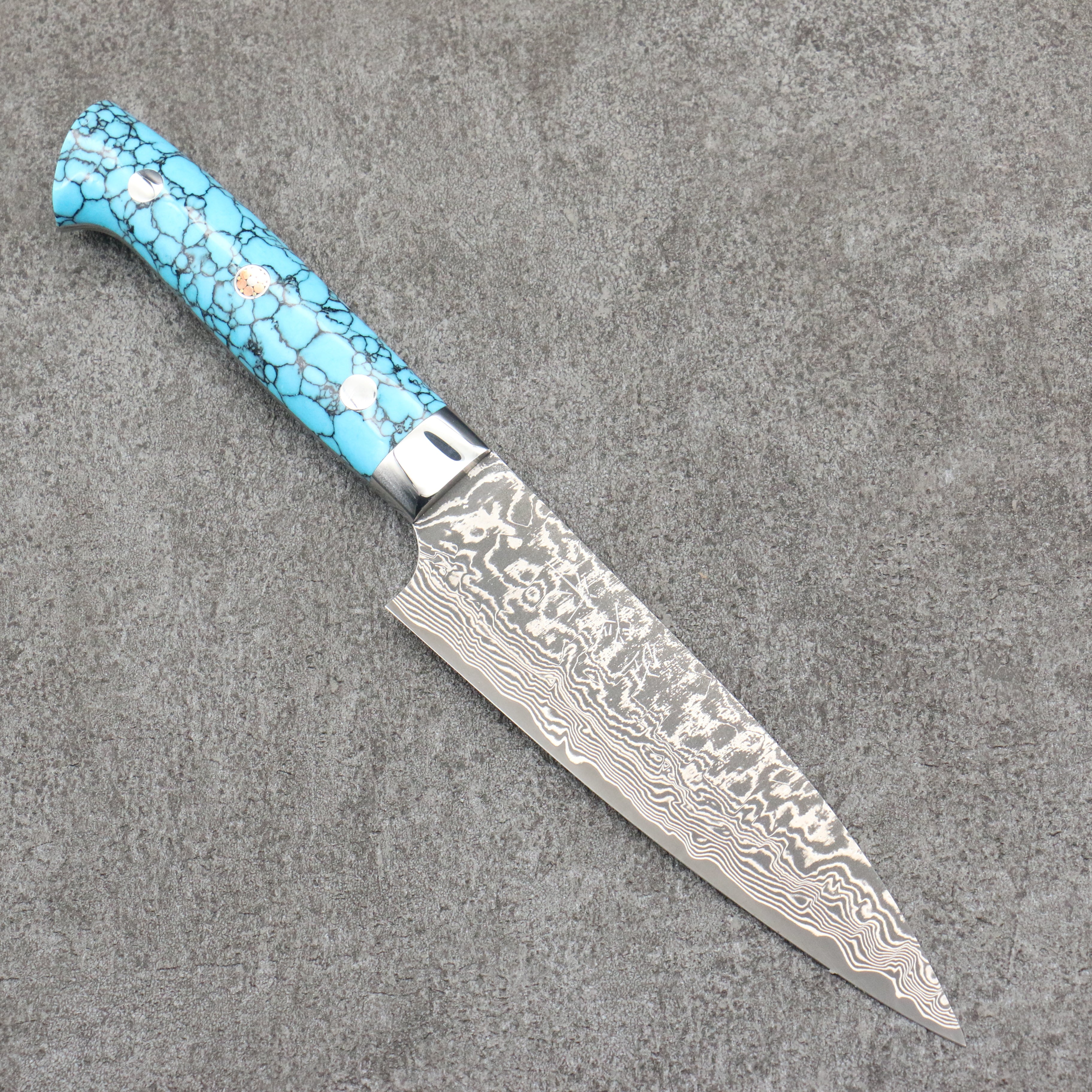 Takeshi Saji SG2 Black Damascus Petty-Utility  130mm Turquoise Handle - Seisuke Knife