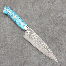  Takeshi Saji SG2 Black Damascus Petty-Utility  130mm Turquoise Handle - Seisuke Knife