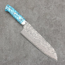  Takeshi Saji SG2 Black Damascus Santoku  180mm Turquoise Handle - Seisuke Knife