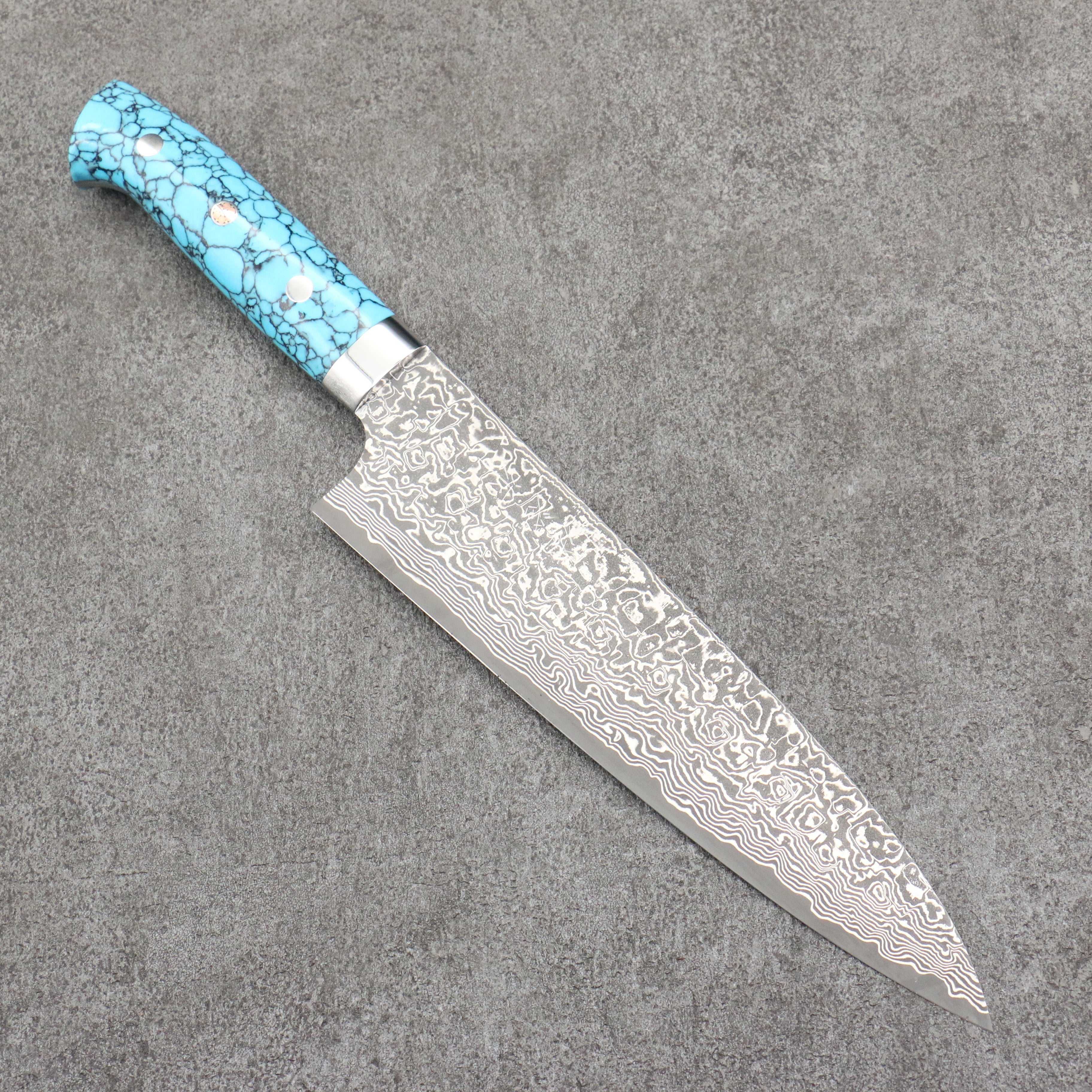 Takeshi Saji SG2 Black Damascus Gyuto  180mm Turquoise Handle - Seisuke Knife