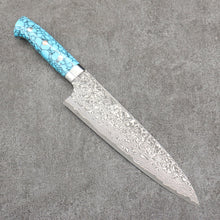  Takeshi Saji SG2 Black Damascus Gyuto  210mm Turquoise Handle - Seisuke Knife