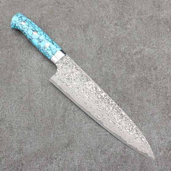 Takeshi Saji SG2 Black Damascus Gyuto  210mm Turquoise Handle - Seisuke Knife