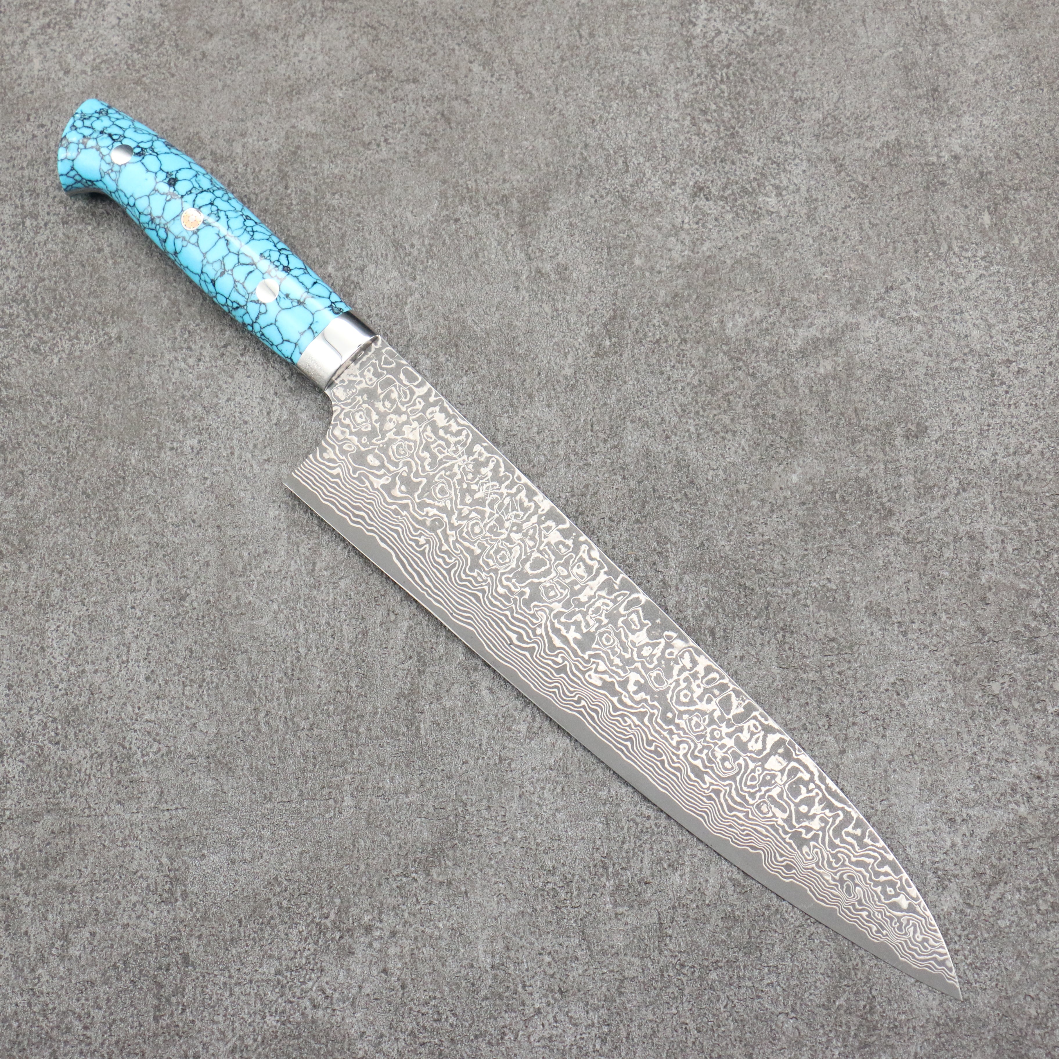 Takeshi Saji SG2 Black Damascus Gyuto  240mm Turquoise Handle - Seisuke Knife
