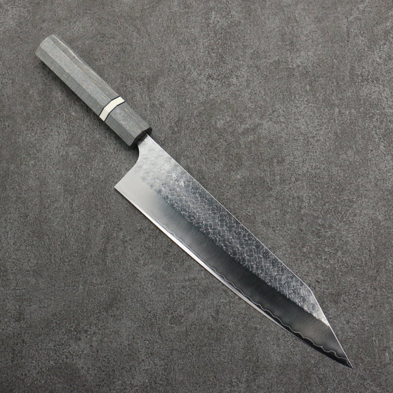 Yoshimi Kato Minamo SG2 Hammered Kiritsuke Gyuto  240mm Stabilized wood (With White ring) Handle - Seisuke Knife