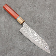  Yoshimi Kato SG2 Black Damascus Santoku  170mm Padoauk(Turquoise Ring) Handle - Seisuke Knife