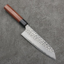  Yoshimi Kato Blue Super Hammered Nashiji Santoku  170mm Black Honduras Handle - Seisuke Knife