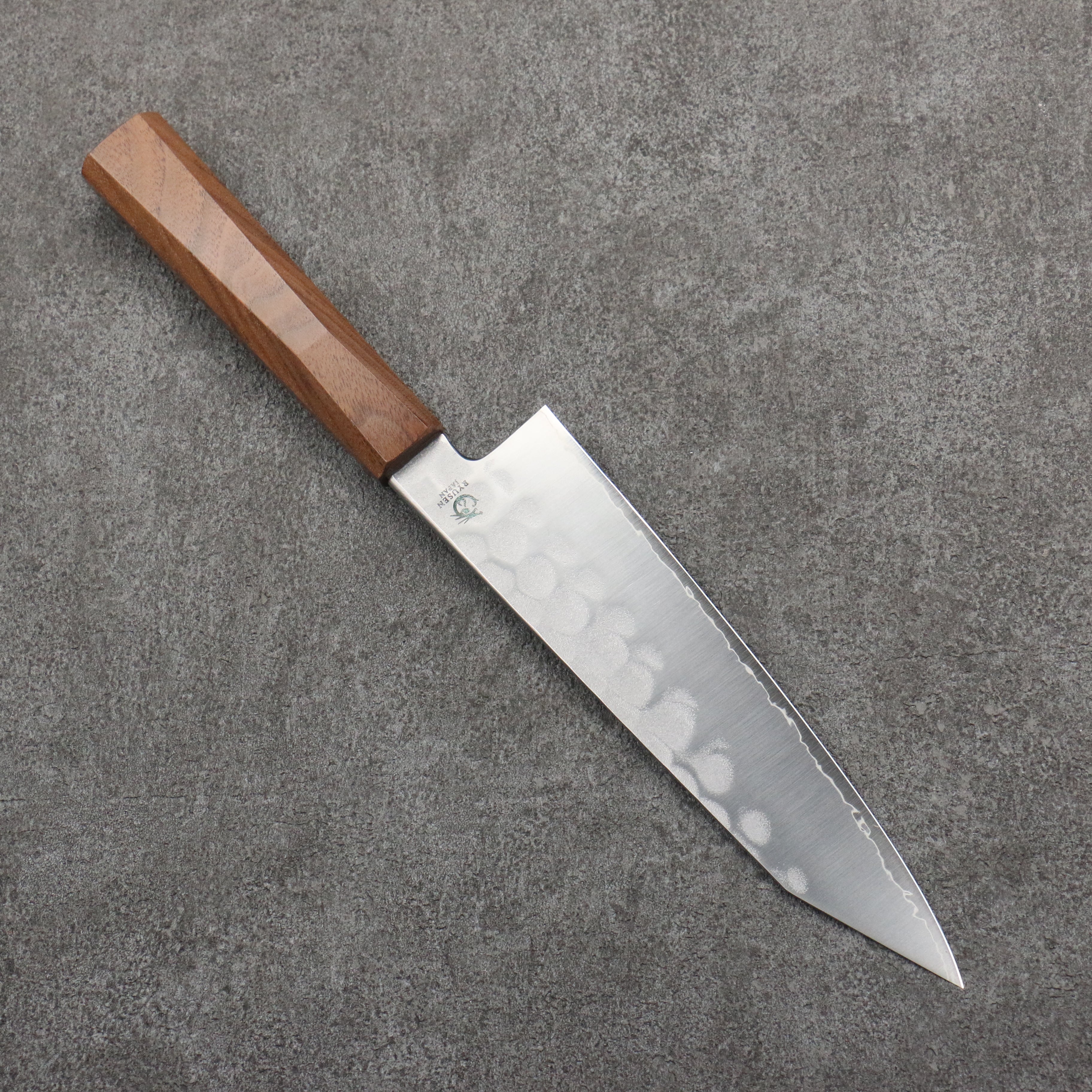 Ryusen Blazen Ryu Wa SG2 Hammered Kiritsuke Gyuto 180mm Walnut Handle