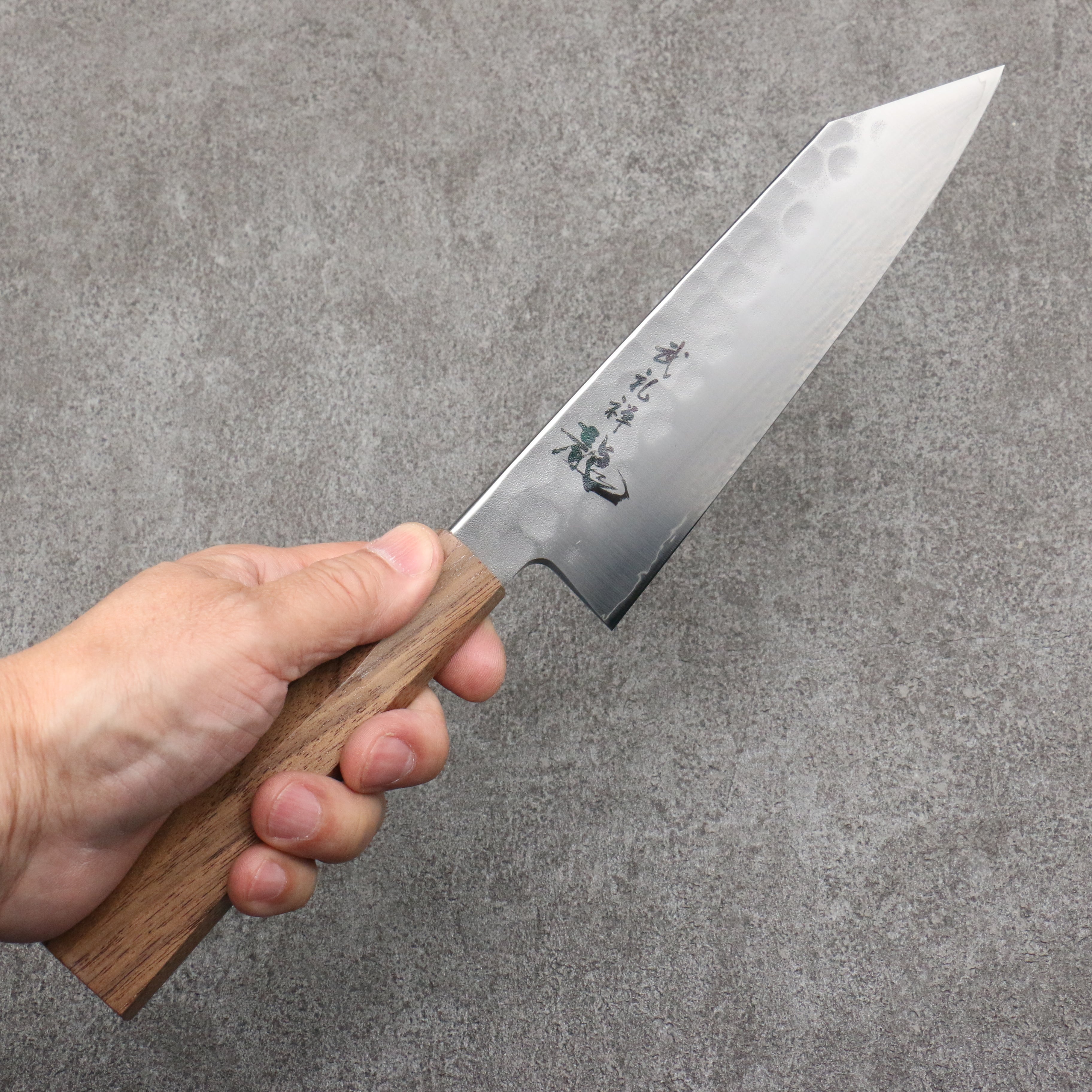 Ryusen Blazen Ryu Wa SG2 Hammered Kiritsuke Santoku 170mm Walnut Handl