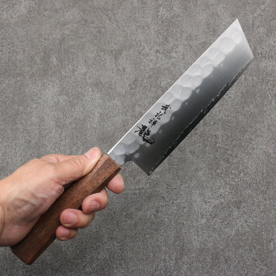 Ryusen Blazen Ryu Wa SG2 Hammered Nakiri  165mm Walnut Handle - Seisuke Knife