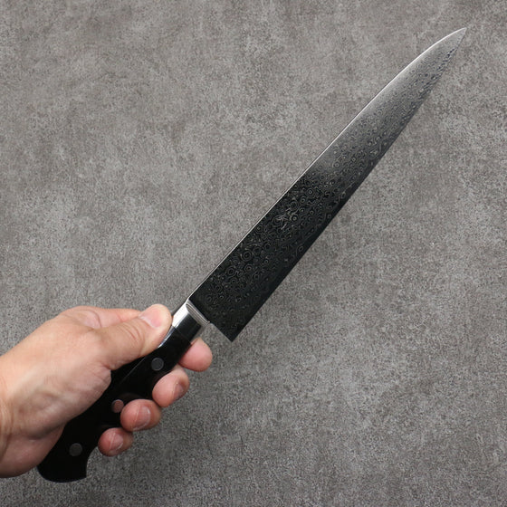 Ryusen Bonten Unryu VG10 63 Layer Damascus Sujihiki  240mm Black Pakka wood Handle - Seisuke Knife