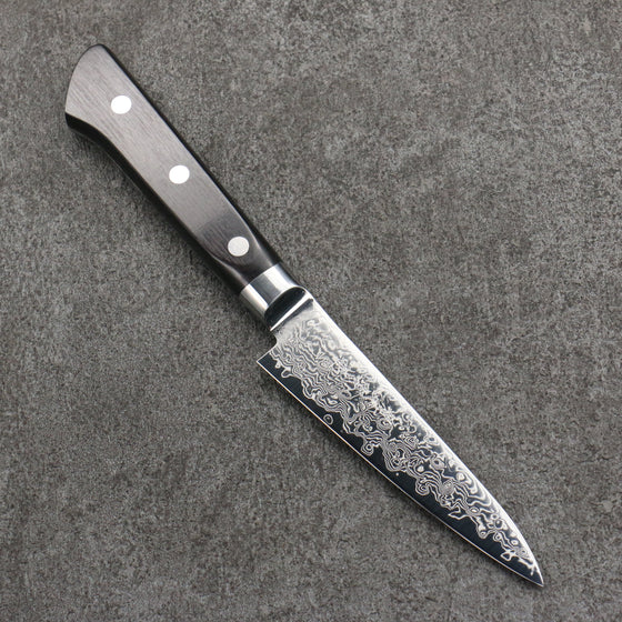 Ryusen Bonten Unryu VG10 63 Layer Damascus Petty-Utility  105mm Black Pakka wood Handle - Seisuke Knife